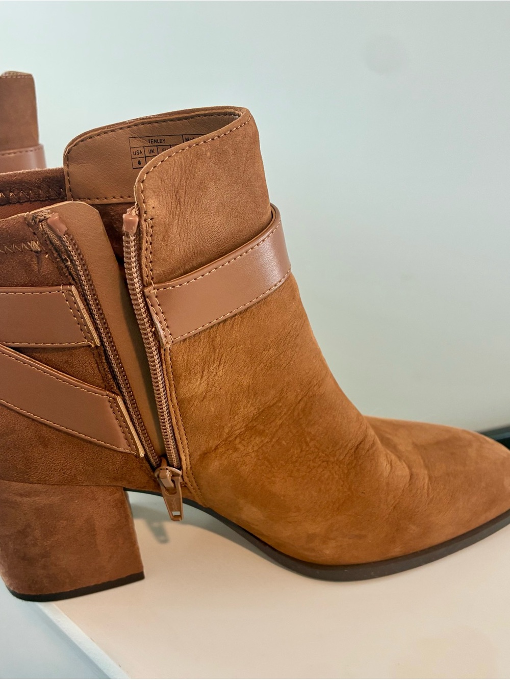 Vionic Toffee Suede Block Heel Ankle Boots Size 8